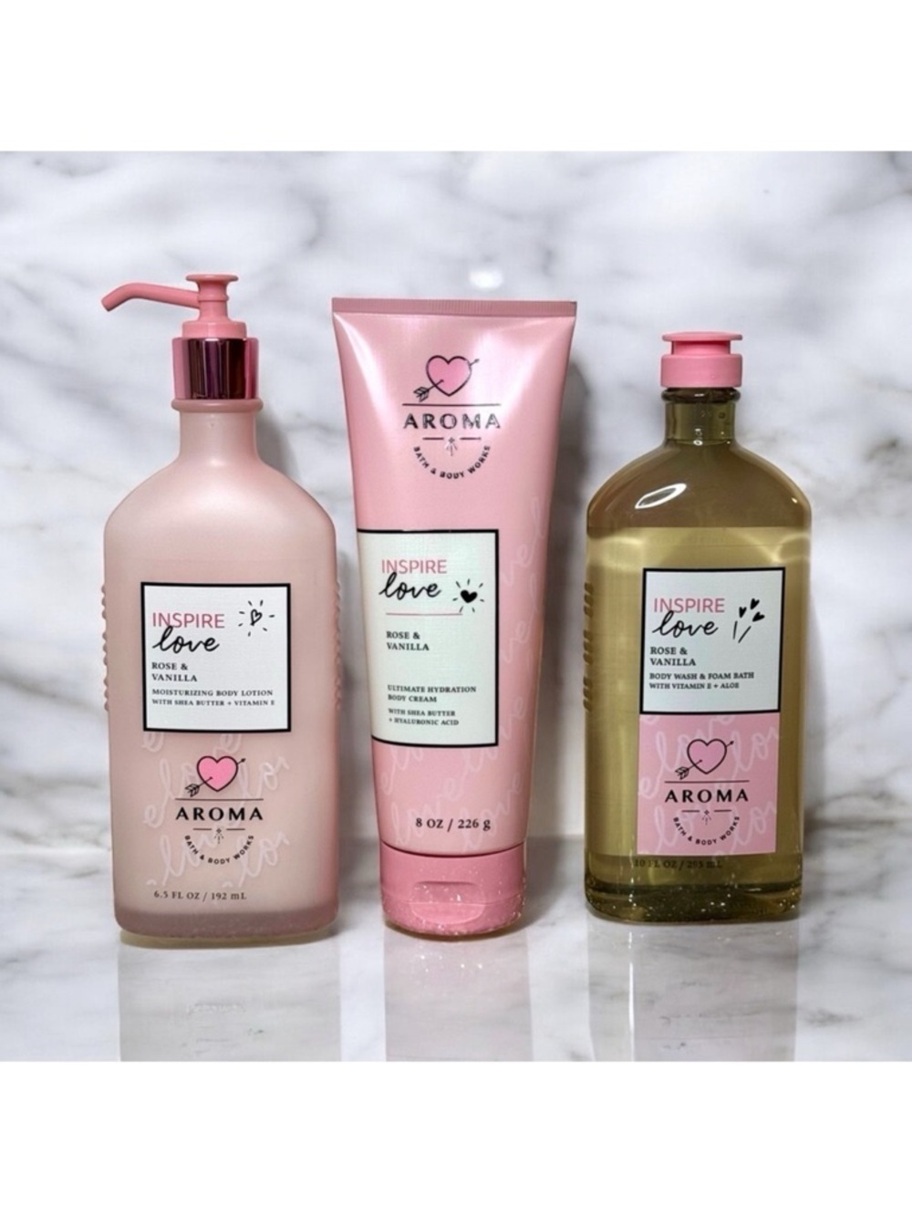 Bath and Body Works Rose & Vanilla Body Care Gift Set NWT